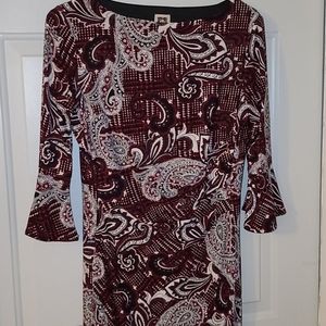 Anne Klein bell-sleeve pattern dress, size 6